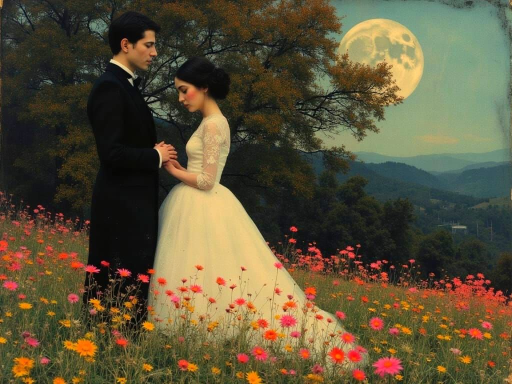 Ethereal Dream Wedding in Vibrant Wildflower Landscape