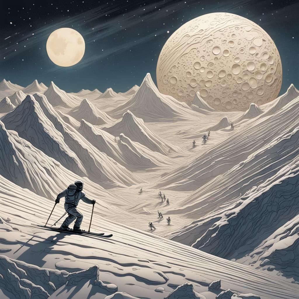 Clay Skiing on Swiss Cheese Moon