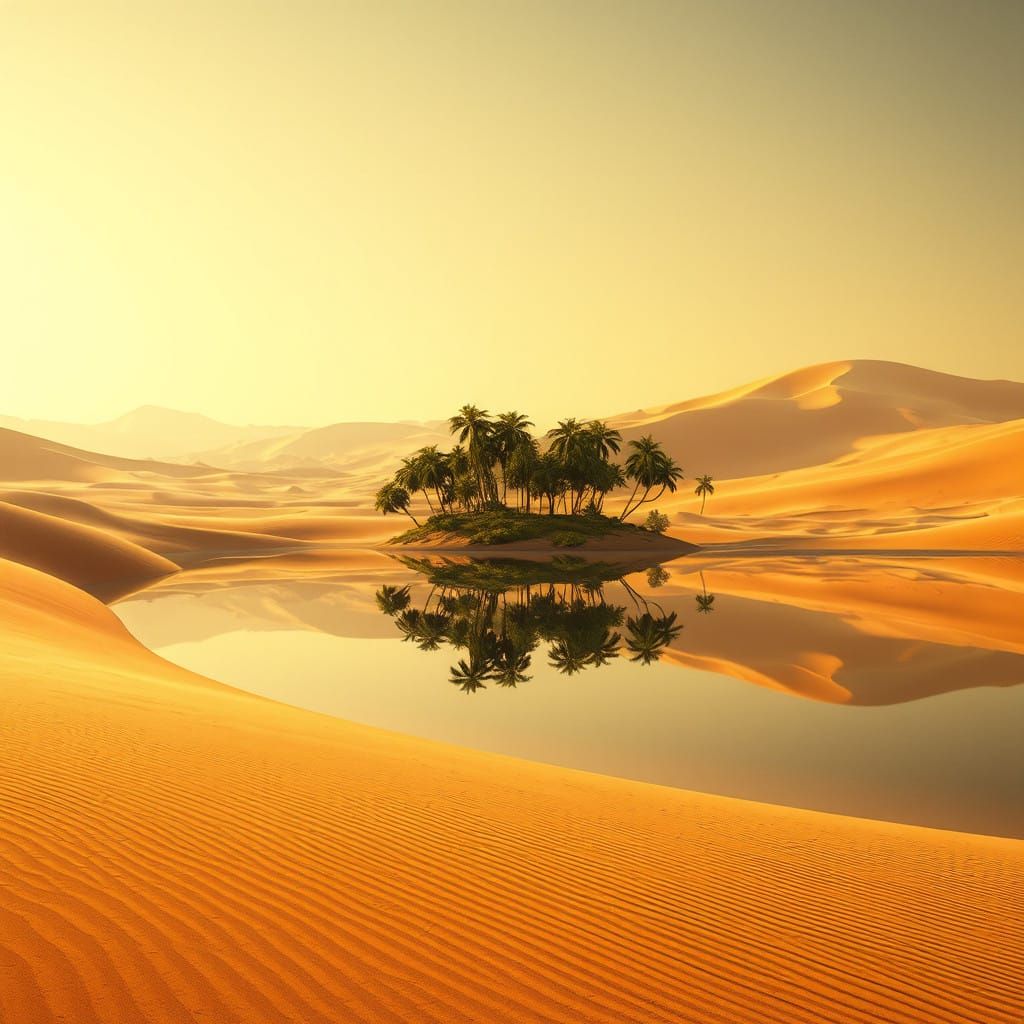 Hyperrealistic Futuristic Oasis Scene