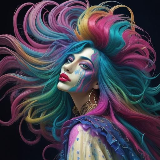 Abstract Portrait of Woman with Rainbow Skin