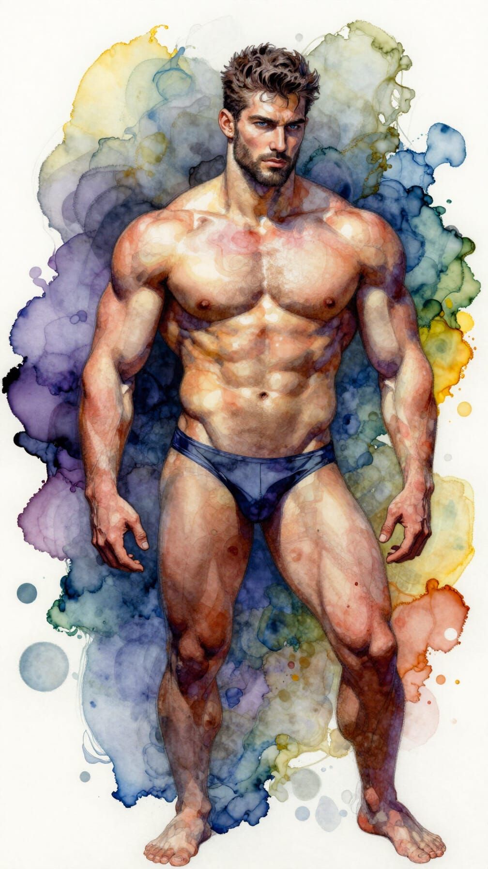 Gay Art Mirror Heart Man in Vibrant Ink Style