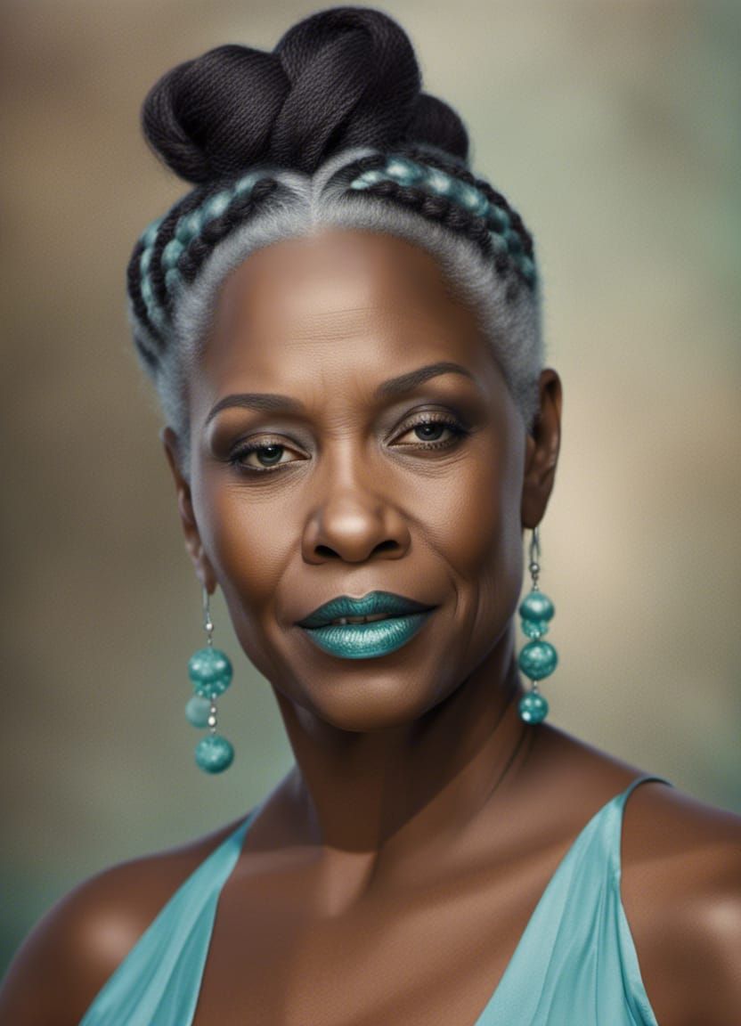 Stunning Portrait of a Mature Woman with Braids
