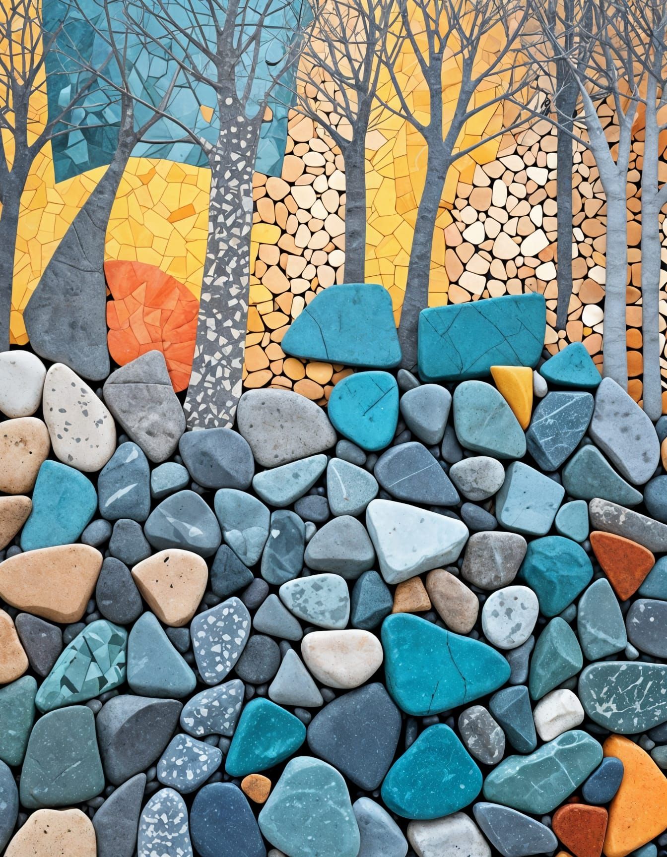 Abstract Forest of Geometric Pebbles and Shards