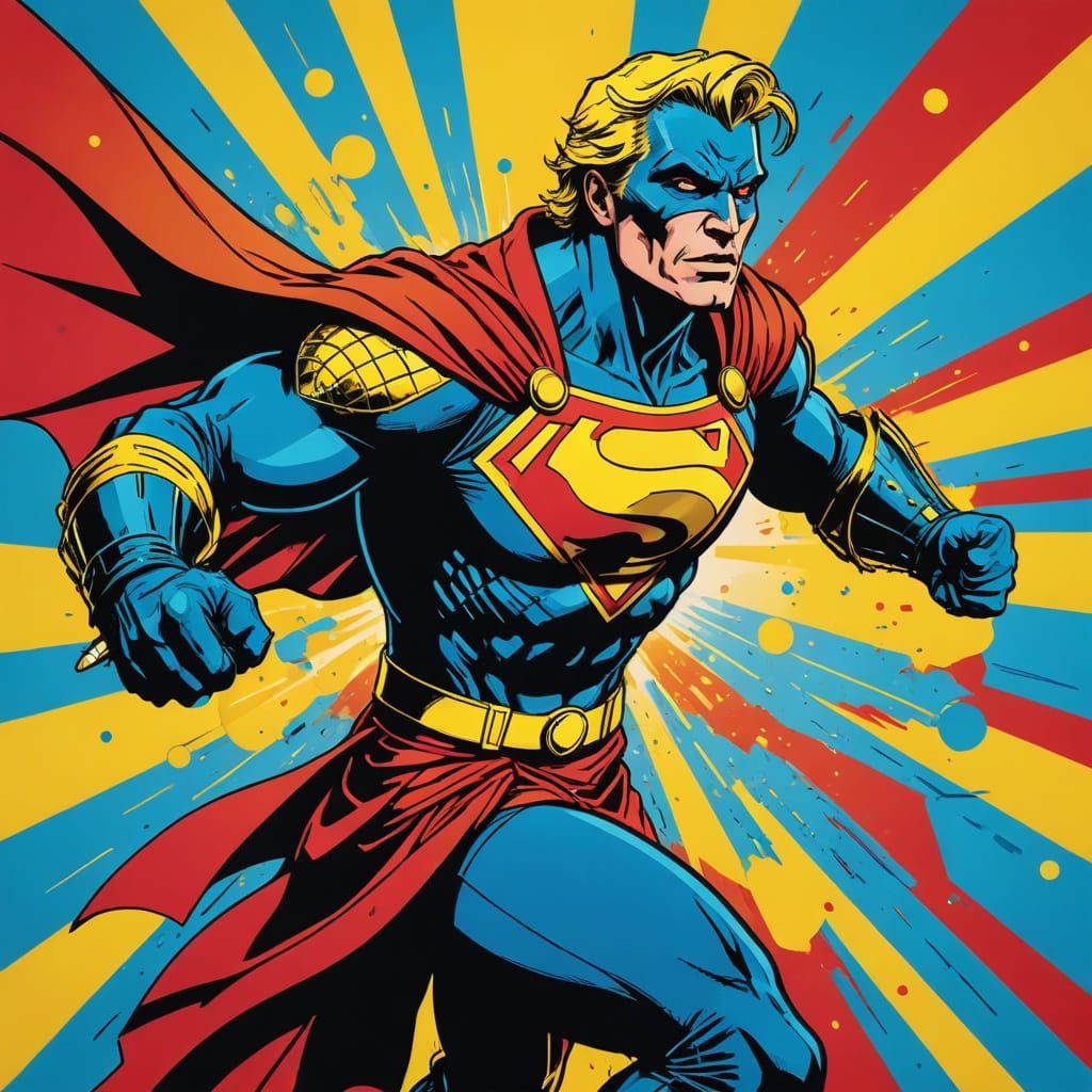 Ajax in Frenzied Battle, in Pop Art Style