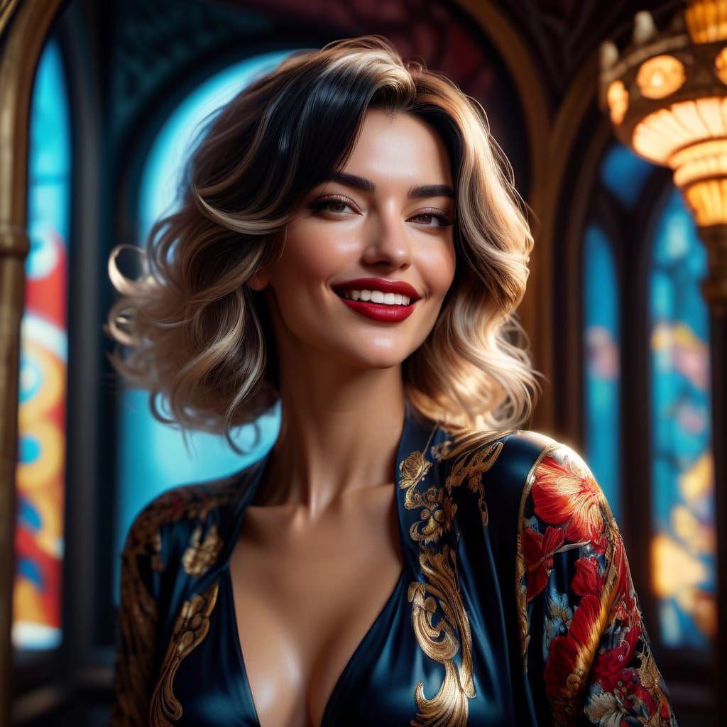 Vargas-Inspired Pin-Up Beauty in Lavish Setting