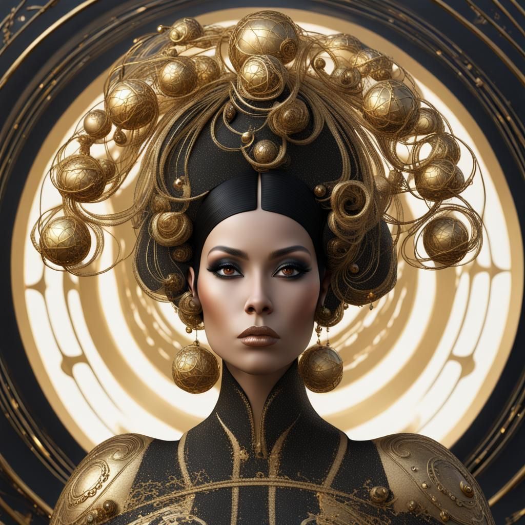 Celestial Spanish Woman with Gold Tendrils