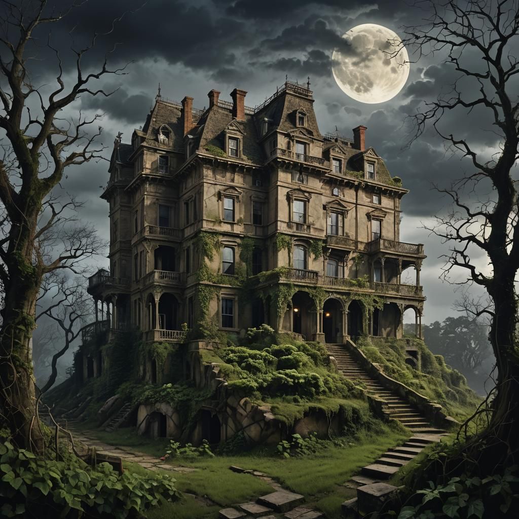 Ominous Craven Manor on a Desolate Hill