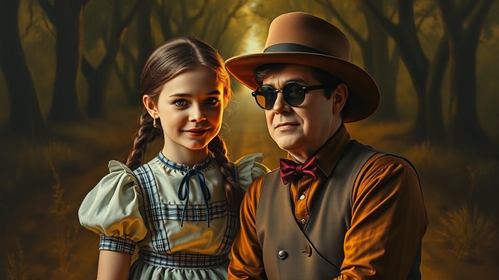 Traditional Portrait of Dorothy and Elton John in Oil on Can...