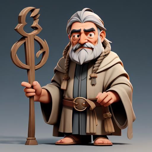 Wise Elderly Man in Middle Eastern Attire, Pixar Style