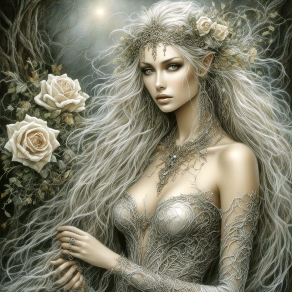 Elven Love Fantasy in Chalk Art Style