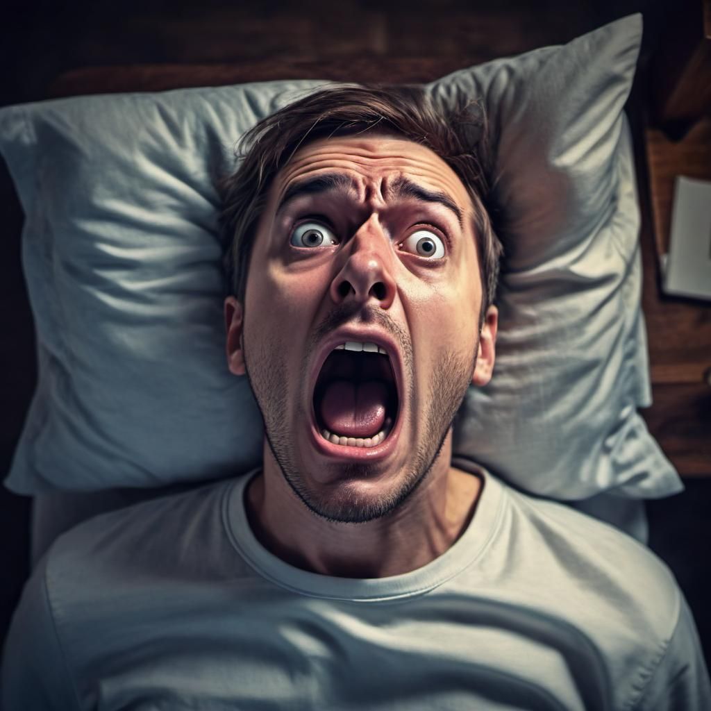 Startled Man Awakens: A Digital Illustration