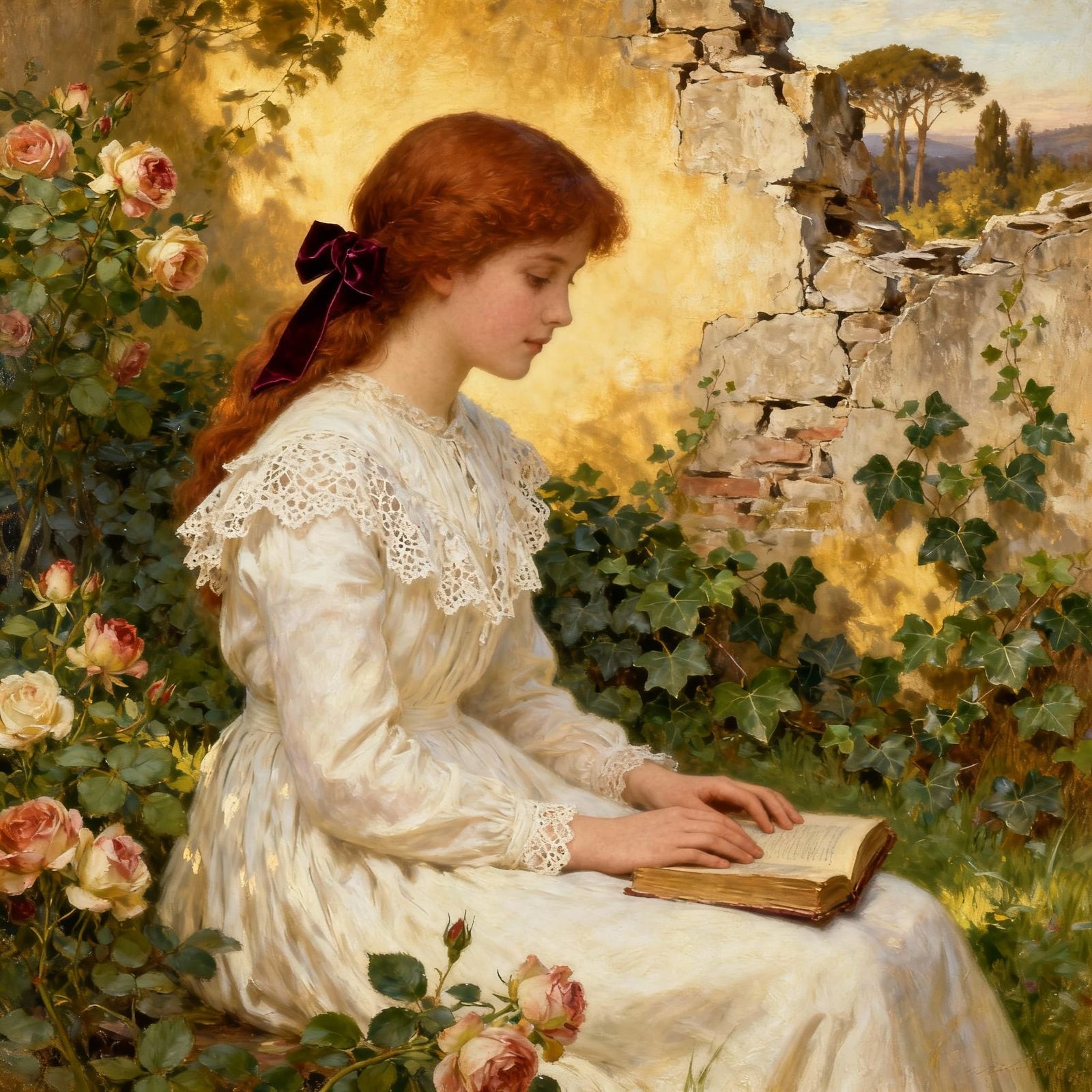 Victorian Girl Portrait in Millais Style