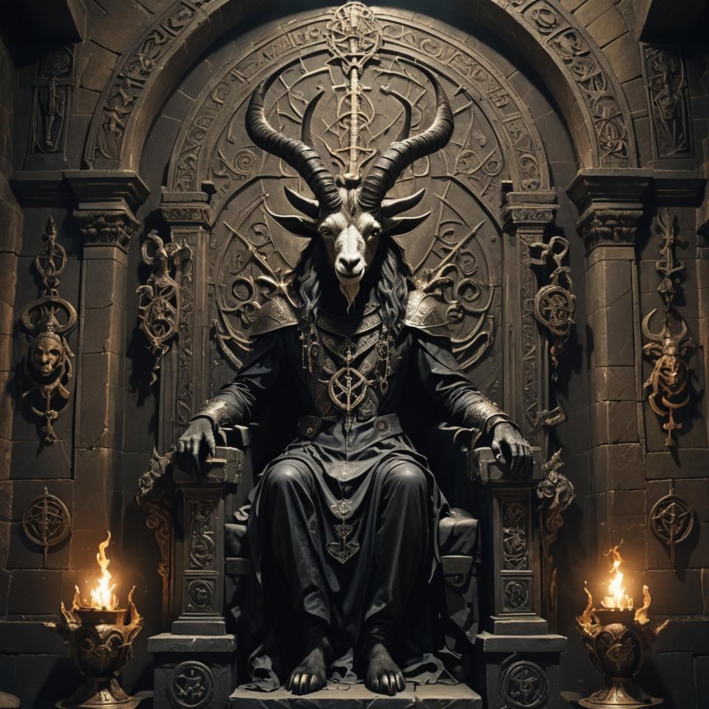 Baphomet Portrait in Gothic Medieval Art Style