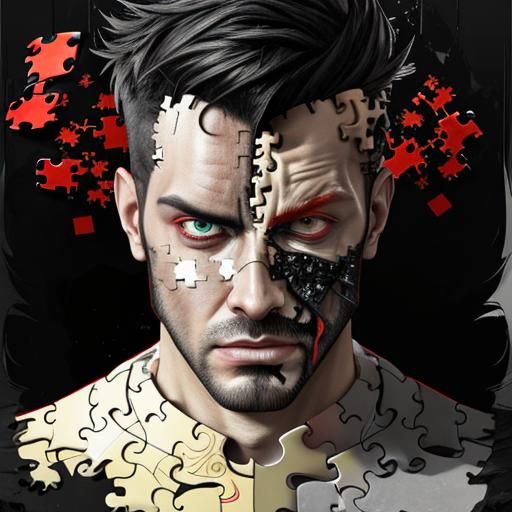 Fragmented Man: A Surreal Digital Collage