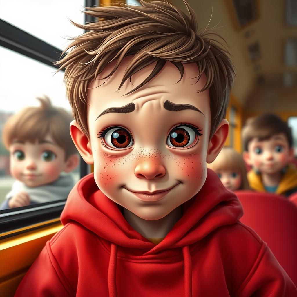 Boy's Hilarious Faces on School Bus Window