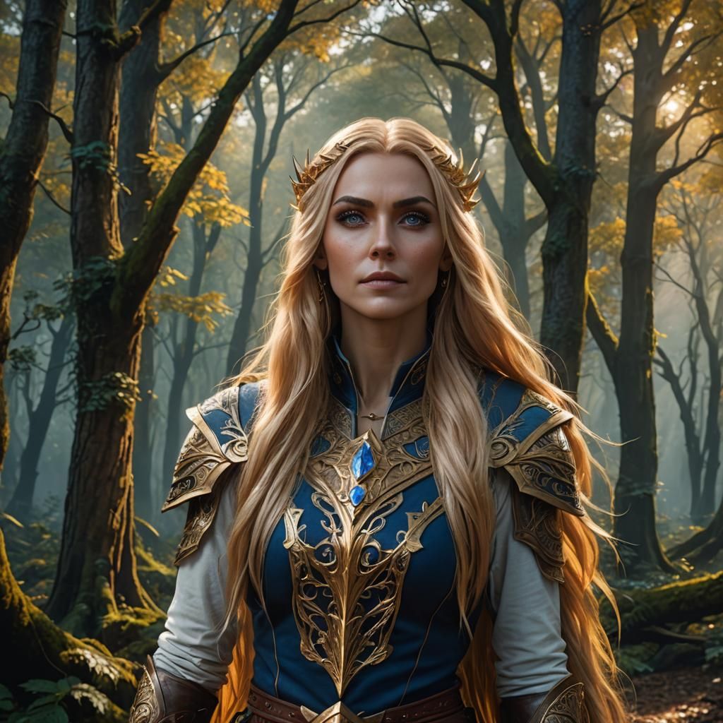Eladrin Sorceress Portrait in a Detailed Matte Painting