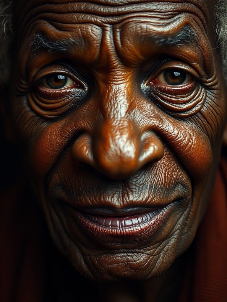 Elderly Black Man's Portrait with Rembrandt Lighting