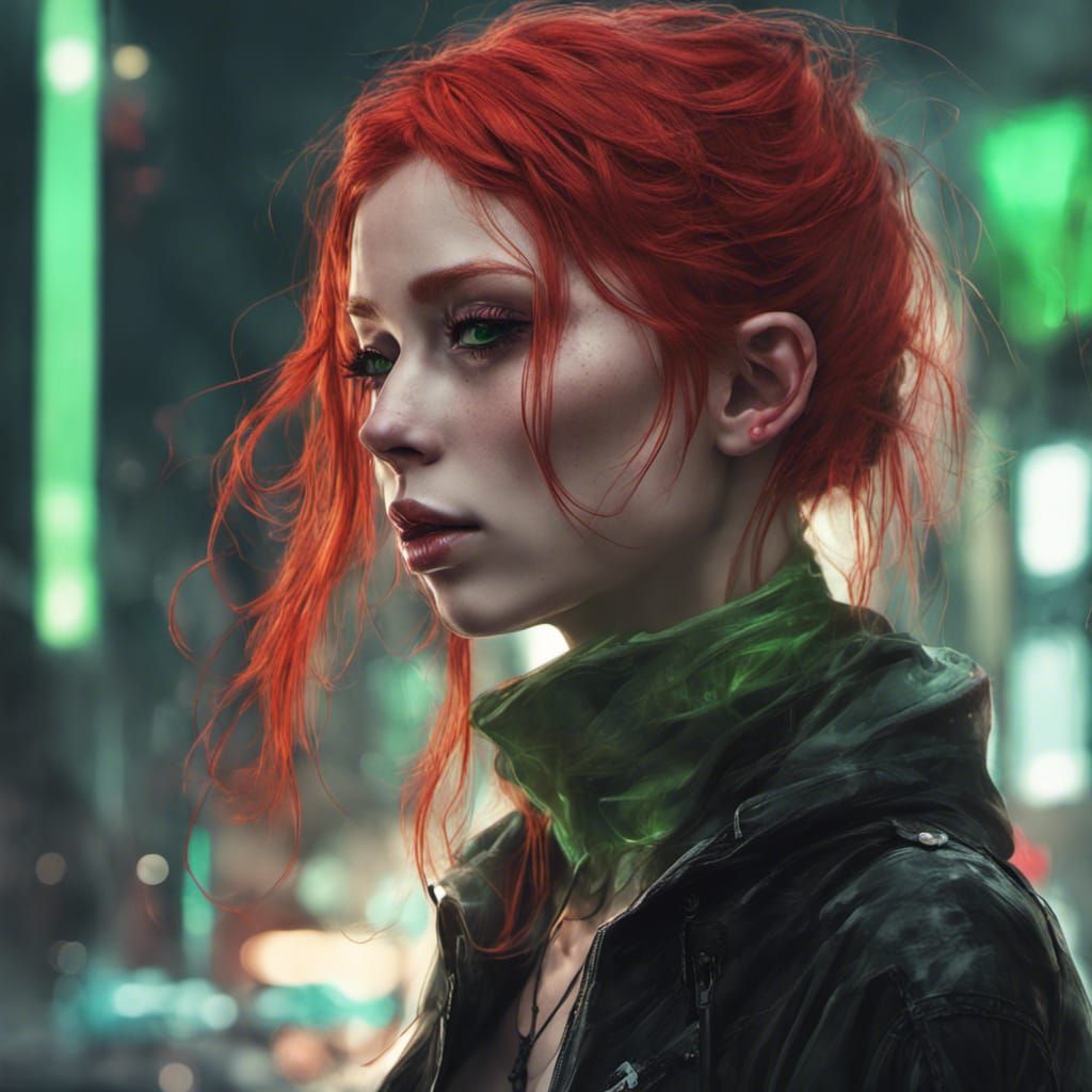 Enchanting Cyberpunk Artist Girl Portrait
