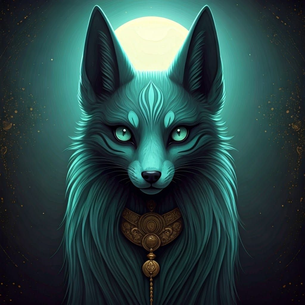 Otherworldly Goth Kitsune with Deep Saturation