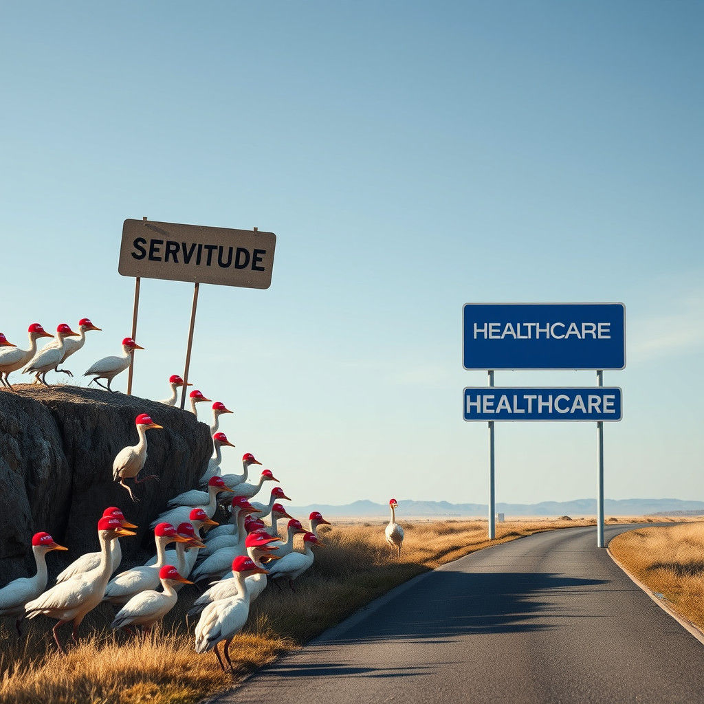 Dodos in MAGA Hats Run Towards Servitude