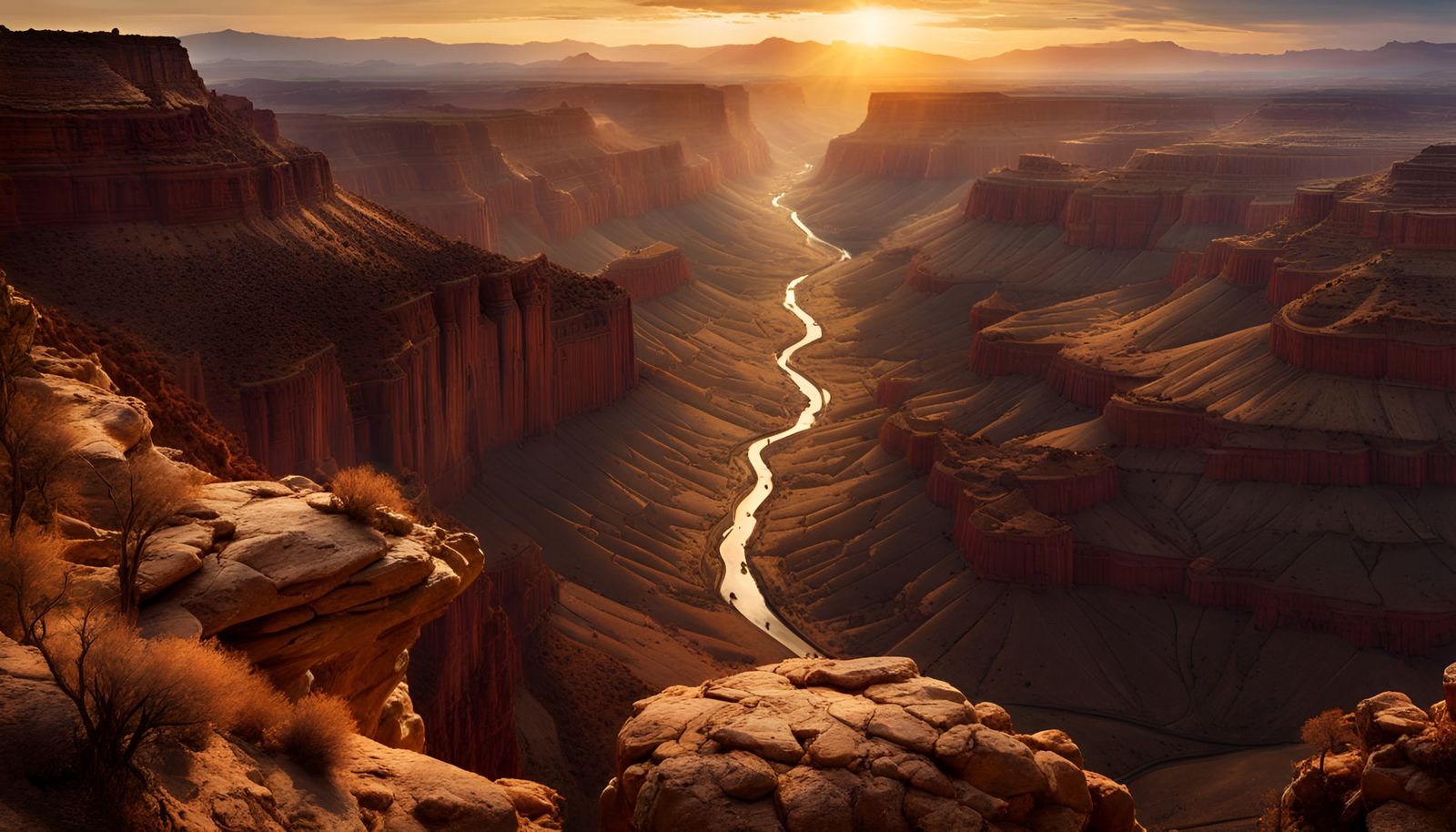 Epic Desert Canyon Sunrise: Digital Matte Painting