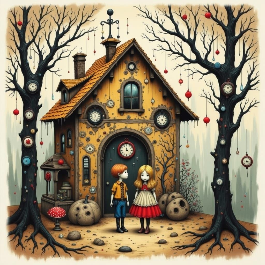Hansel and Gretel in Surreal Woods