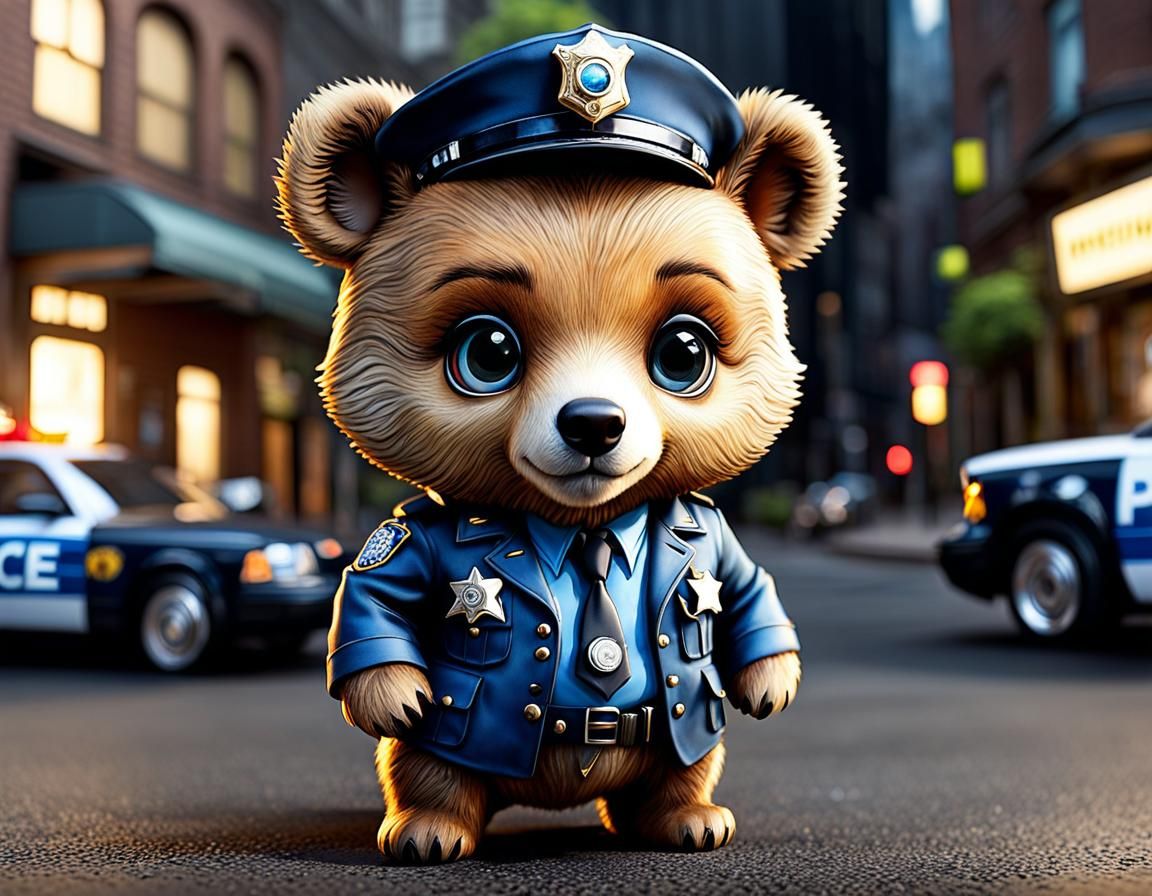 Chibi Detective Bear Comforts Woman