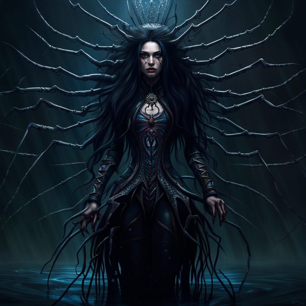 Spider Queen Emerging from Dark Water