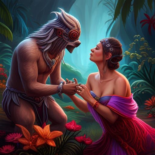 King Kisses Hand of Hawaiian Woman