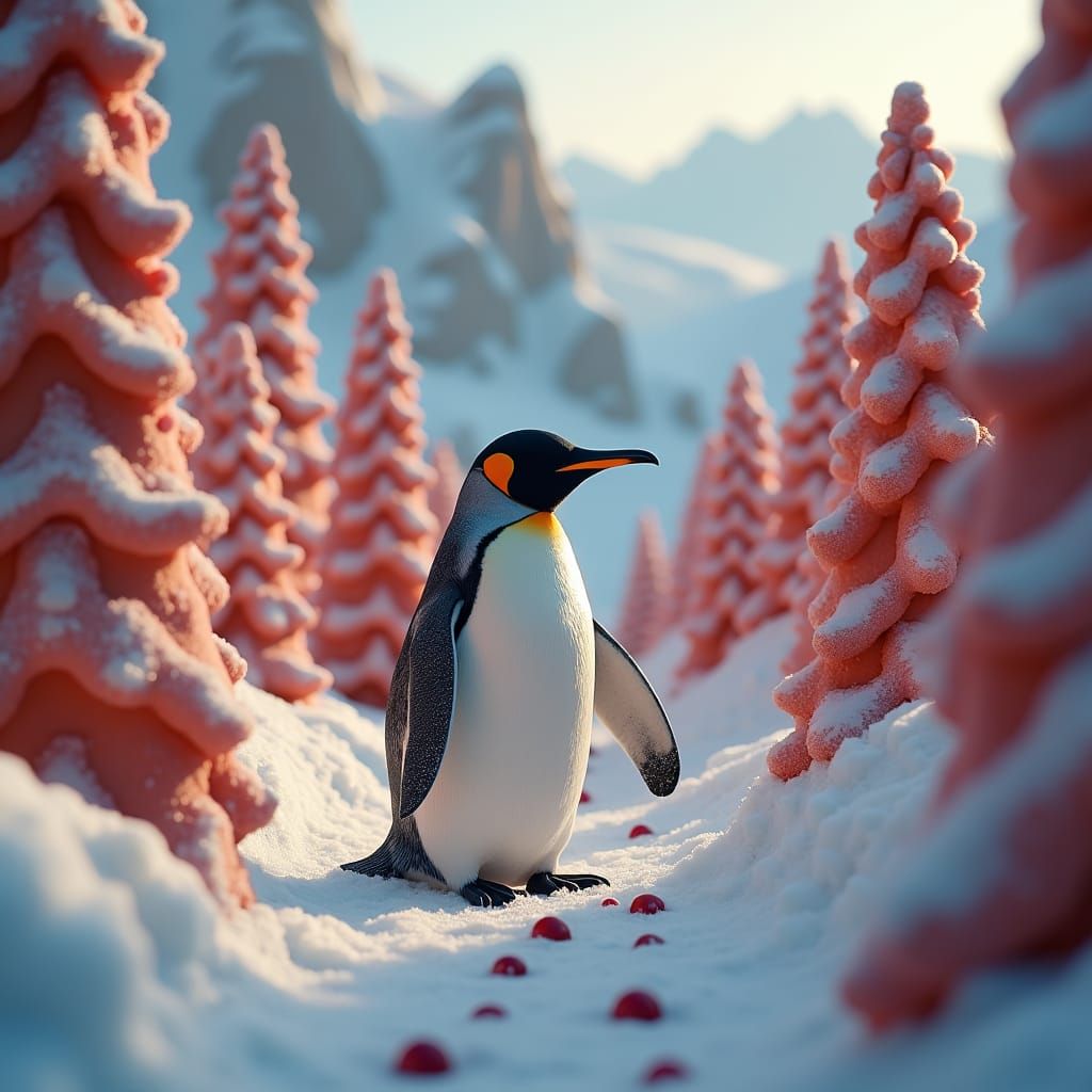 Penguin in a Gingerbread Winter Wonderland