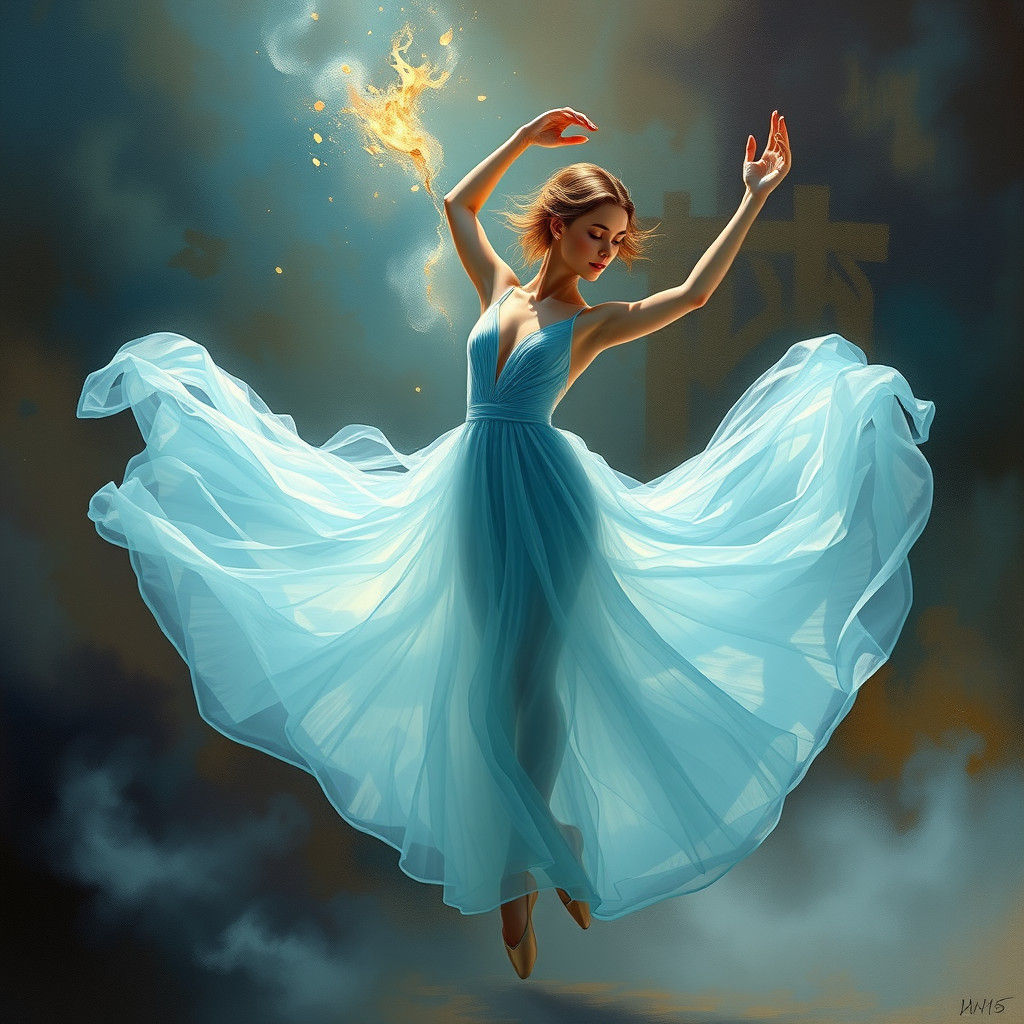 Ethereal Ballet Dancer in Dreamlike Realm, Fantasy Concept A...