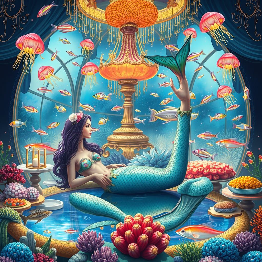 Dreamlike Mermaids in Vibrant, Iridescent Tails