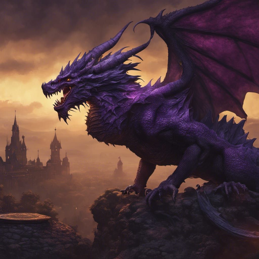 Majestic Dark Dragon in Hyperdetailed Fantasy Art