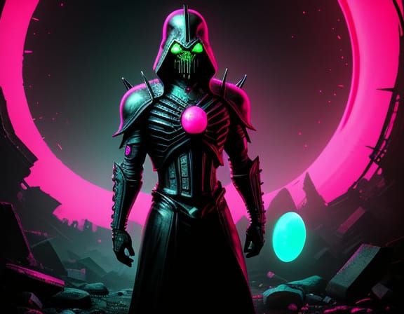 Nightmare Egg Warrior in Surreal Hot Pink and Neon Green