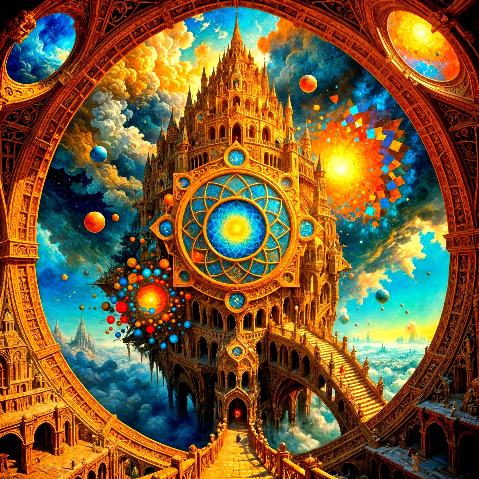 Sacred Geometry Fractal Realignment as Impressionist Oil Pai...