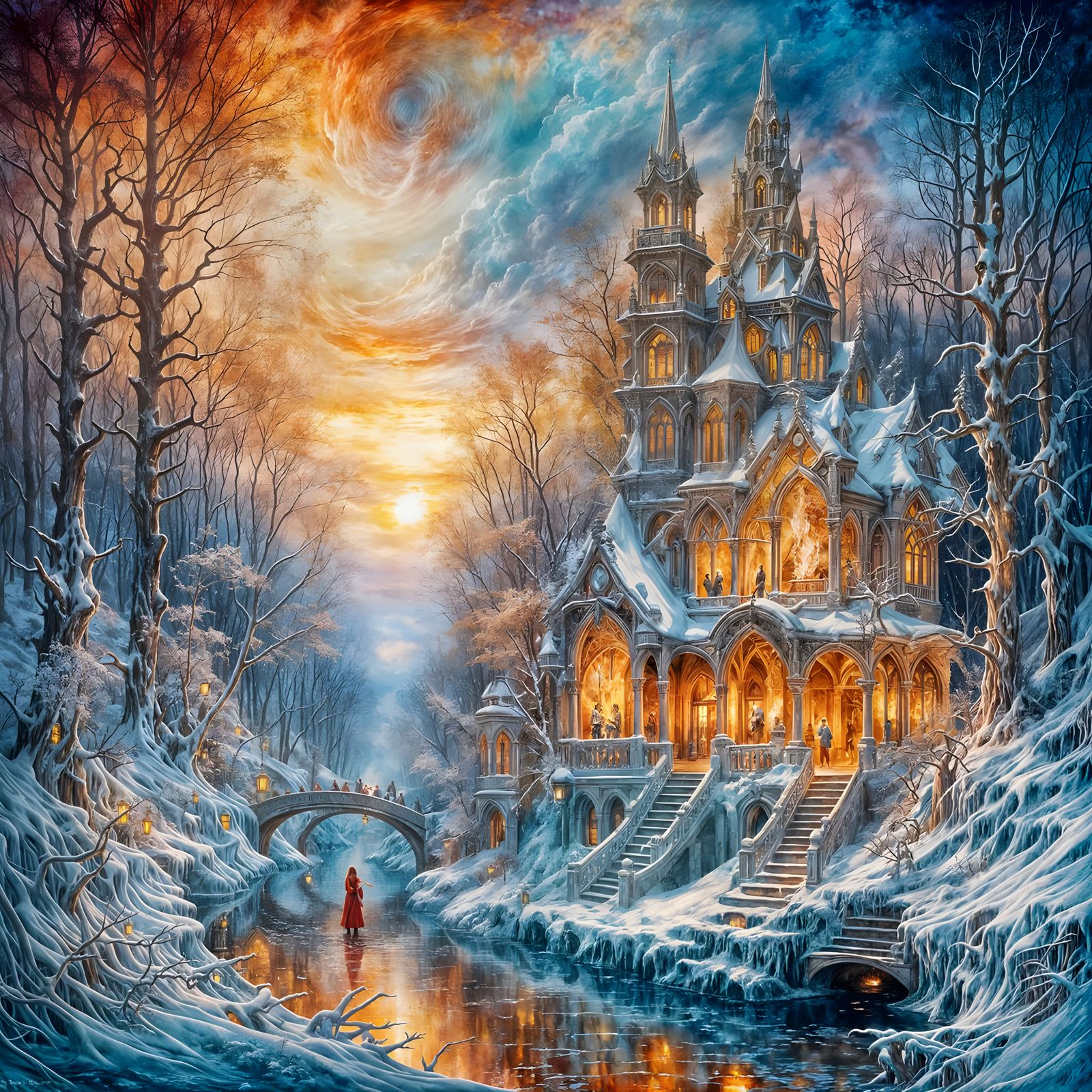 Ethereal Winter Fire Fantasy Concept Art