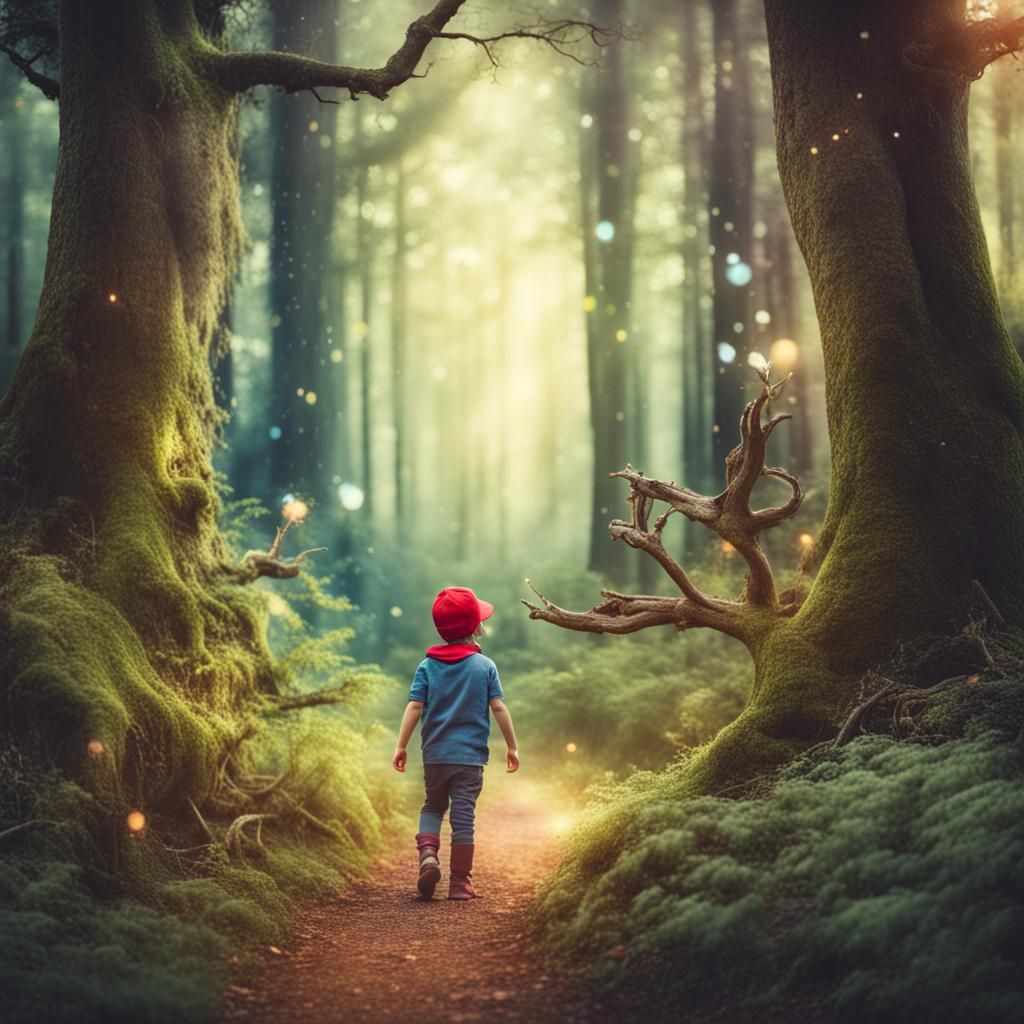 Child's Adventure in an Enchanted Forest