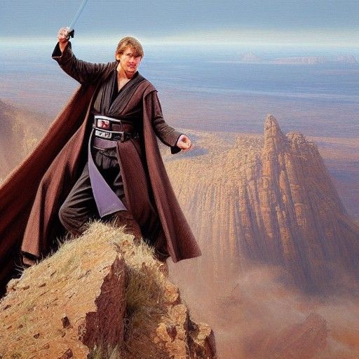 Dramatic Cliffside Duel as Oil Painting