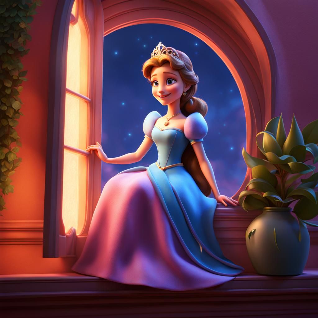 Princess at Window: 3D Digital Art