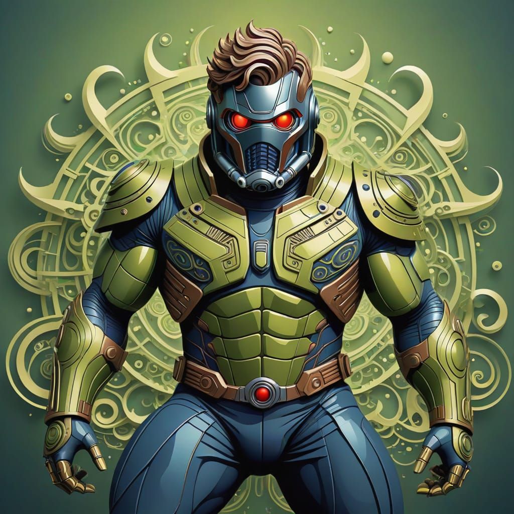 Star-Lord Portrait in Abstract Fractal Style