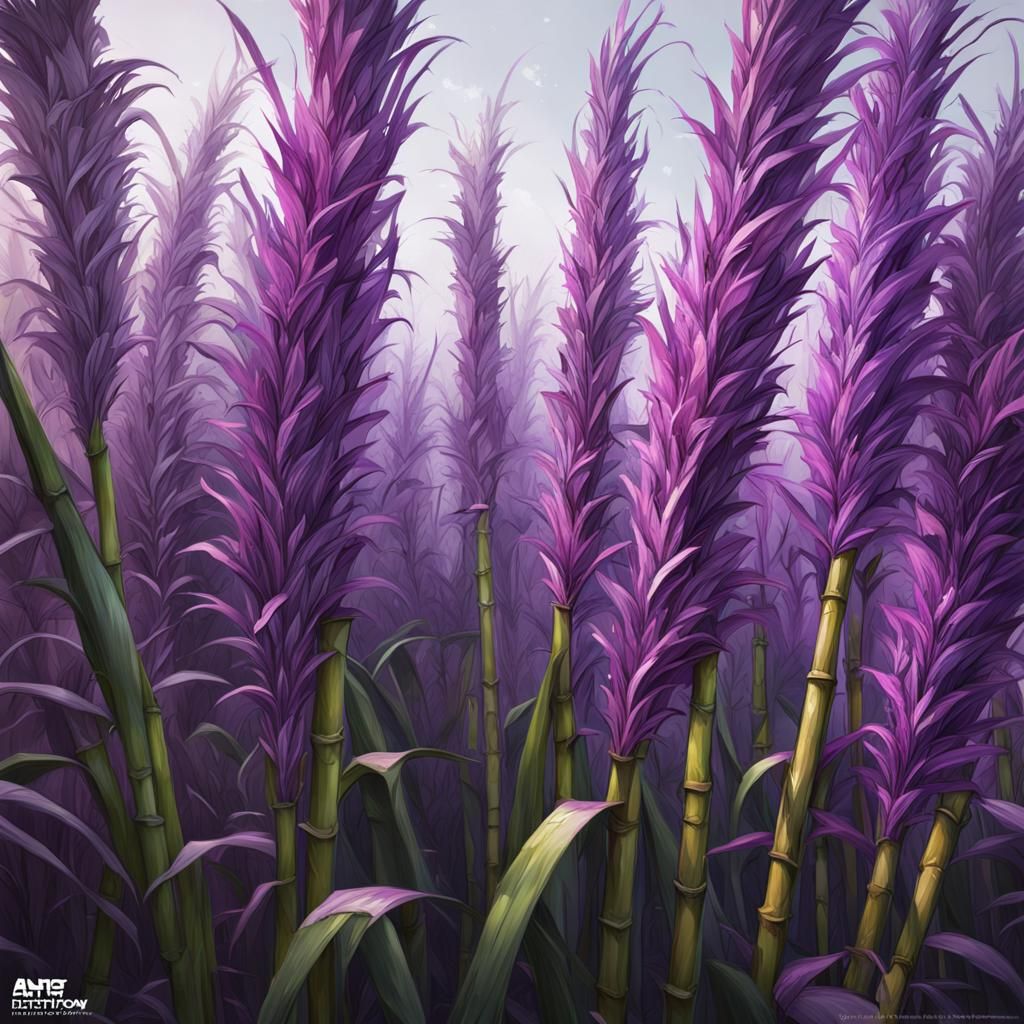Purple Sugarcane Stalks