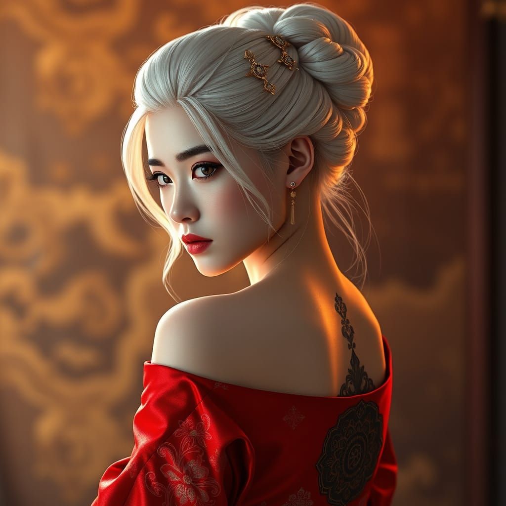Ethereal Beauty in Traditional Chinese Attire, Unreal Engine...