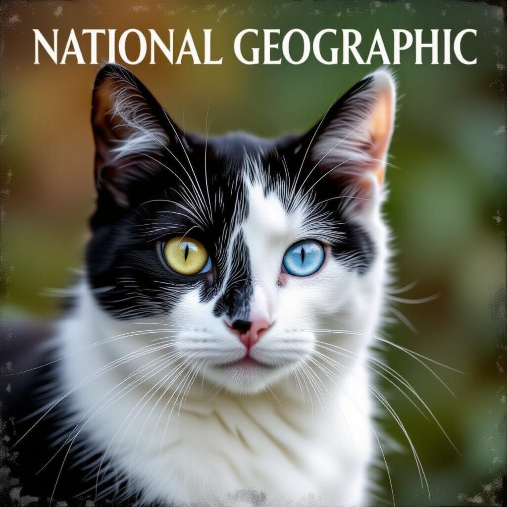 Heterochromia Cat in National Geographic Collage Art