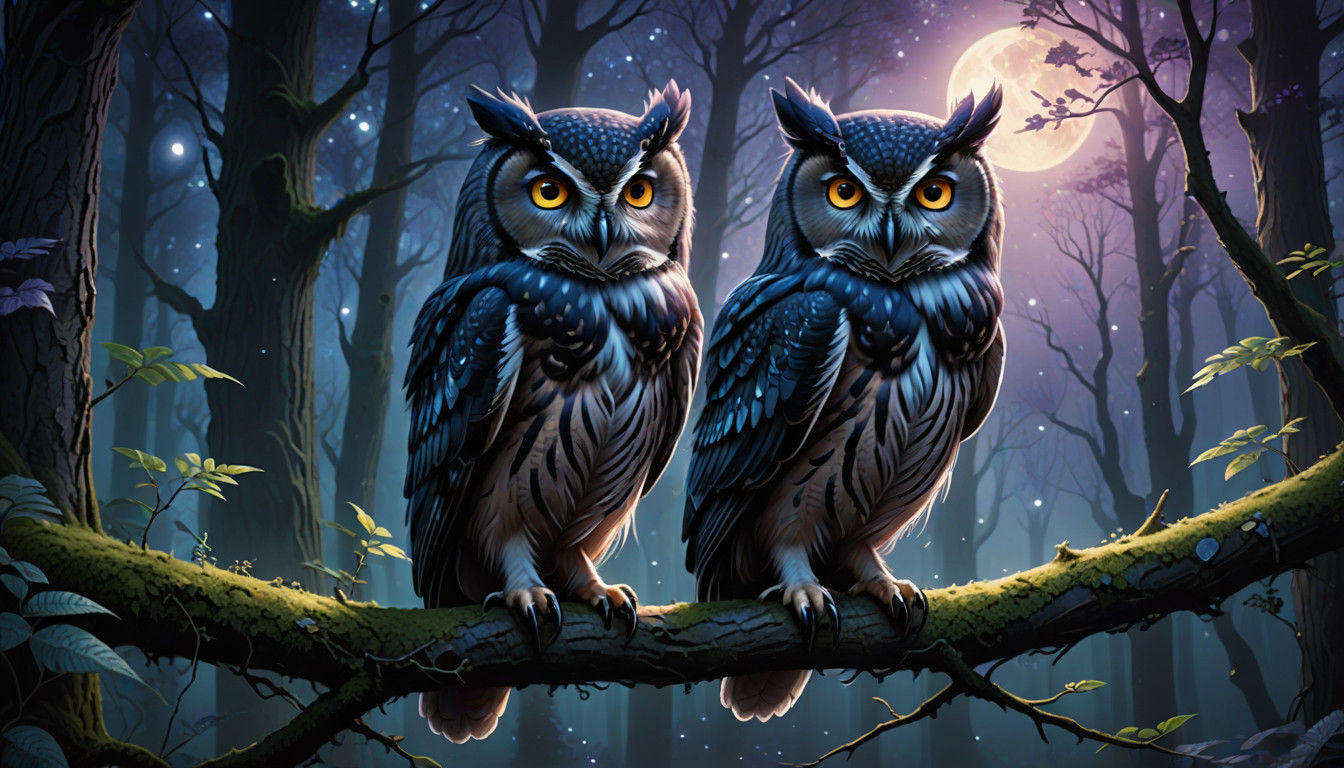 Ethereal Owl Guide Over Mystical Forest