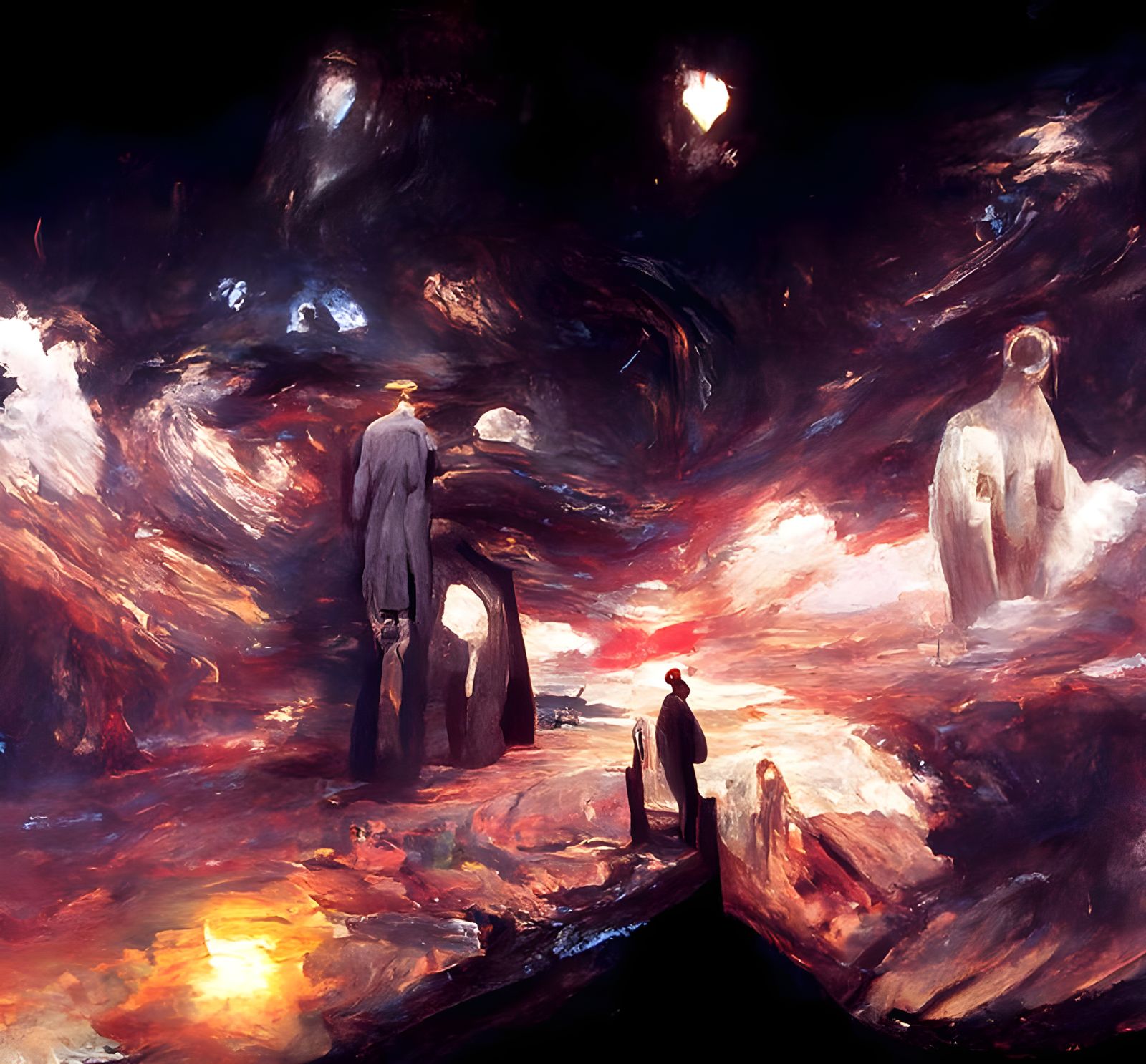 End of Time: Expressionist Painting of Sadness and Fear