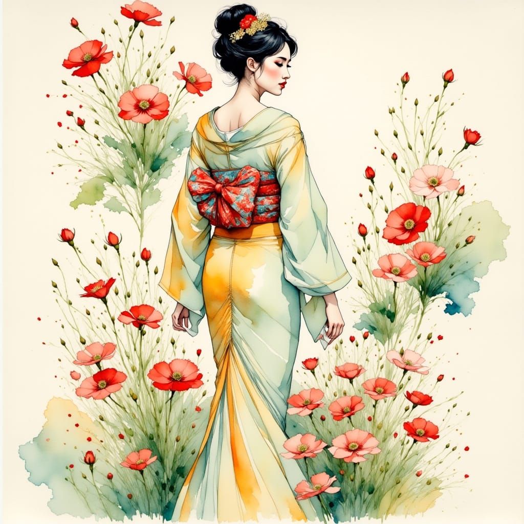 Sensual Ukiyo-e Goddess with Manara's Curves