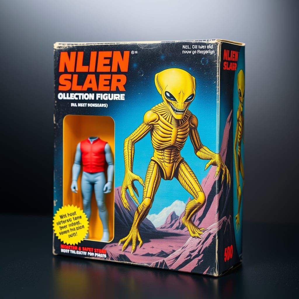 Vintage Sci-Fi Alien Action Figure Box Art