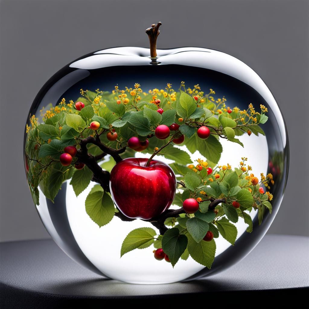 Miniature Earth Inside a Glass Apple