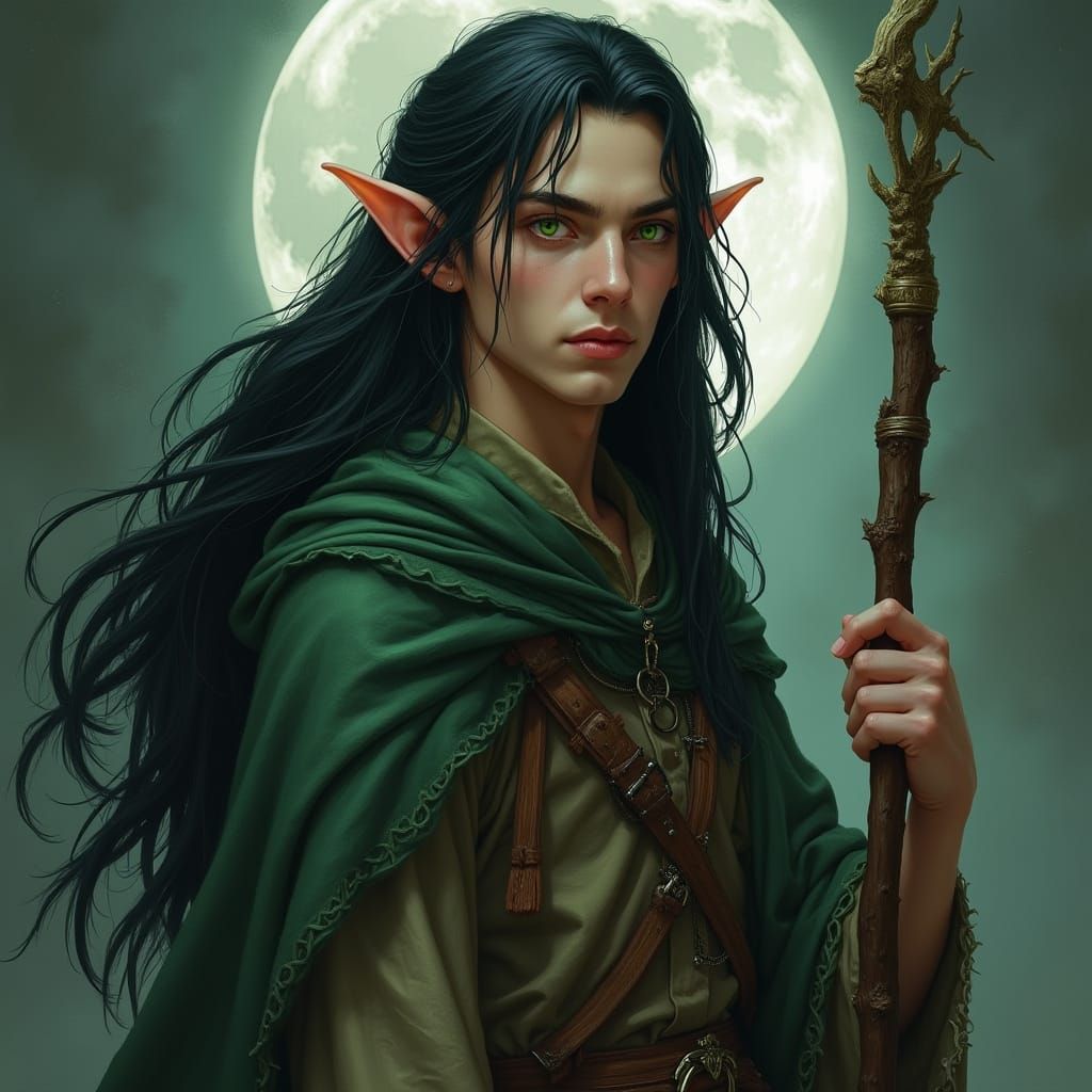 Enchanted Moon Sorcerer, D&D Elf, Wild Spirit, Mystical Aura