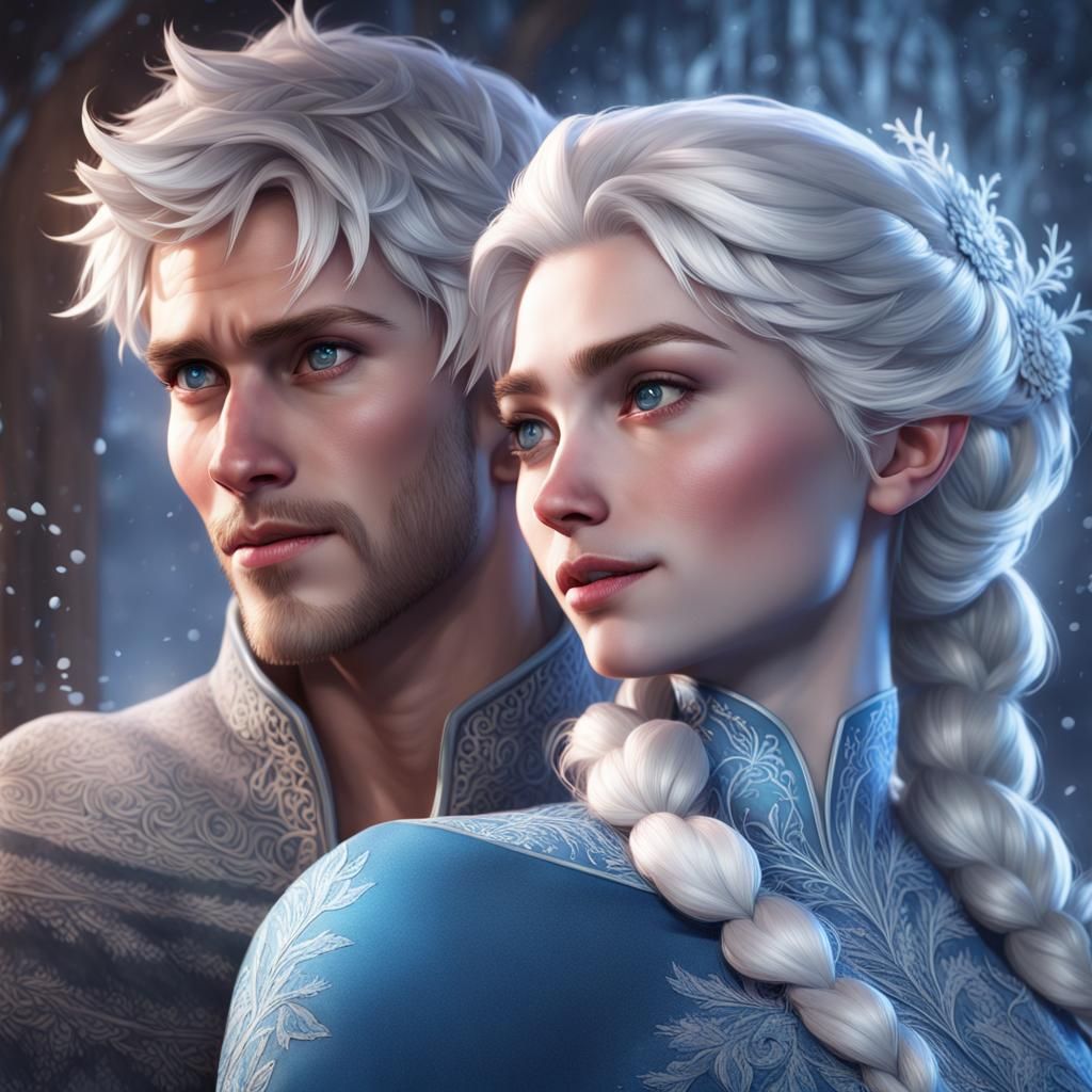 Elsa and Jack Frost: Detailed Concept Art Portrait